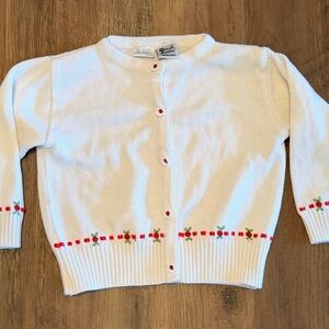 White Kids Sweater with Red Accents